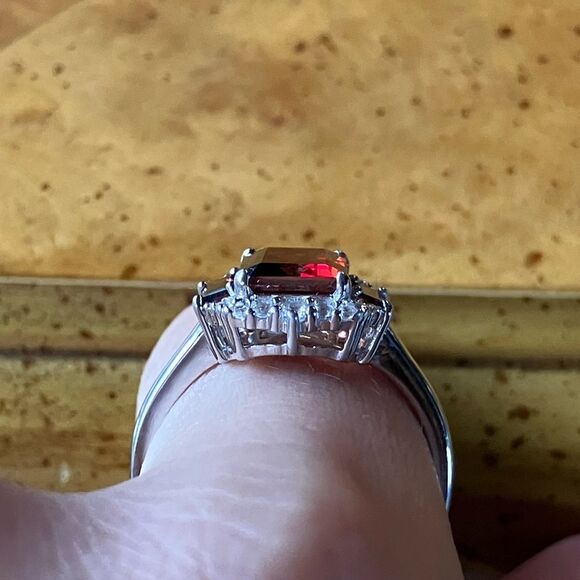 Red Labradorite Vermelho Red Garnet Sterling Silver Ring Size 8.75 - Picture 2 of 9